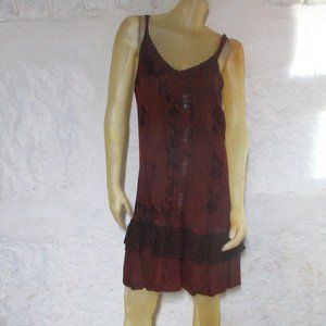 Maroon Mini Dress Bathing Suit Cover Sz L